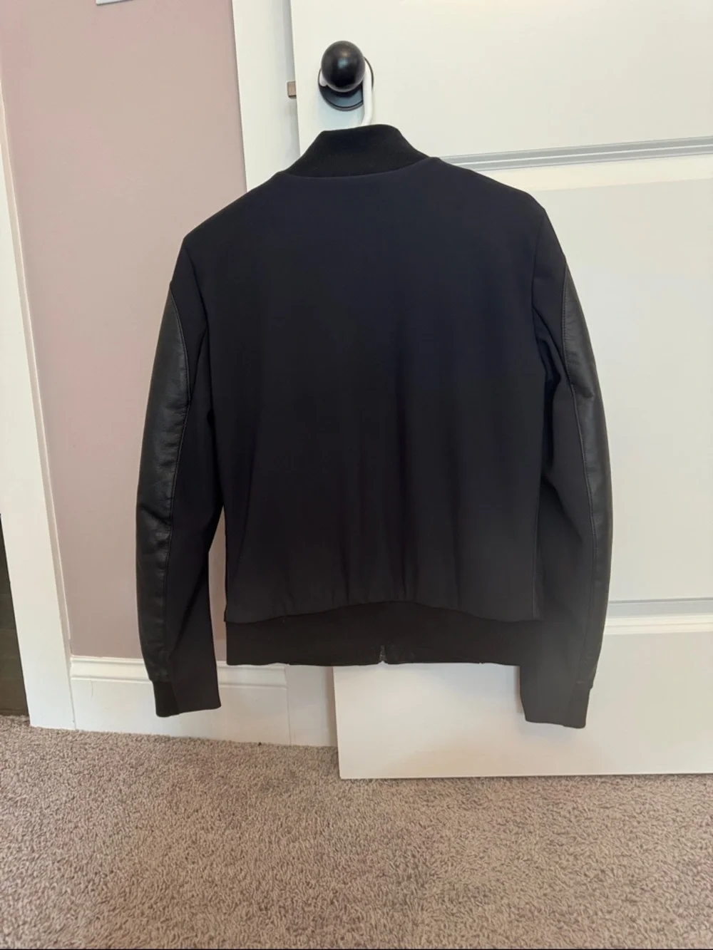 BLACK.  SIZE M. CAVALLERIA TOSCANA LEATHER JERSEY BOMBER - Picture 2 of 4